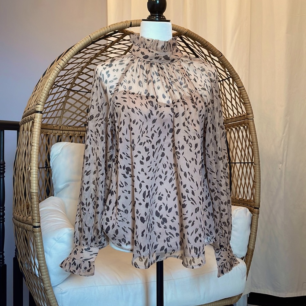 Sheer Leopard Print Blouse
